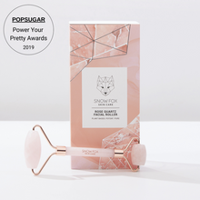 Load image into Gallery viewer, Popsugar's Power Your Pretty Awards winner Rose Quartz Facial Roller Snow Fox skincare